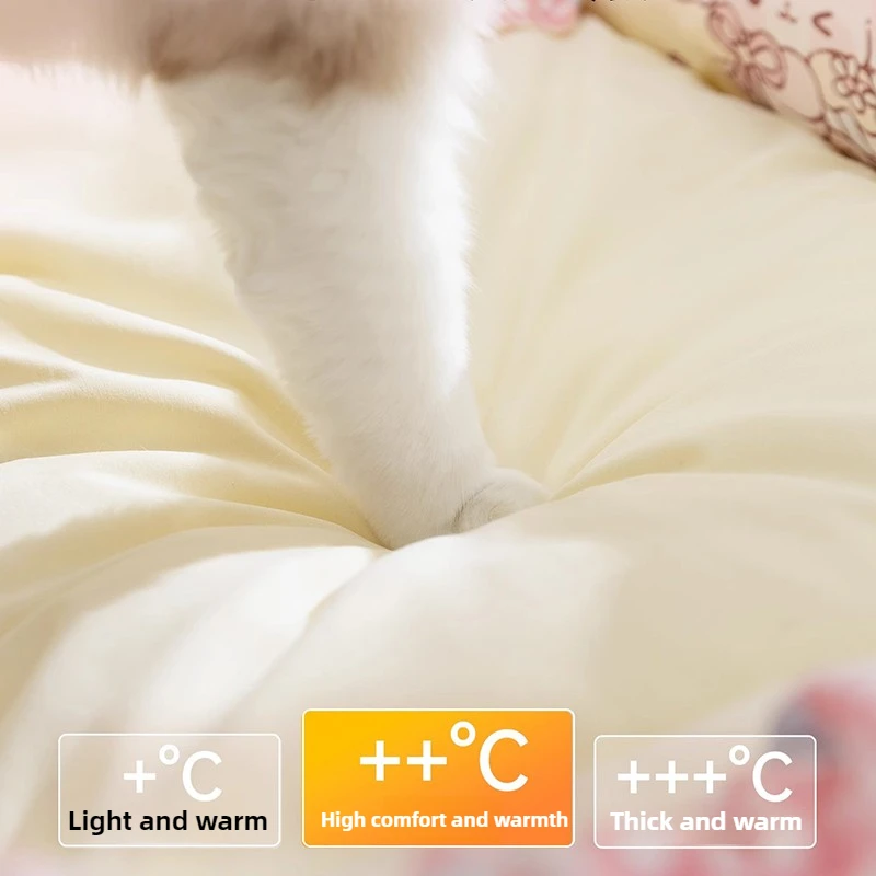 Camas grandes de lujo para gatos, almohada lavable y extraíble para dormir, nido para mascotas cómodo y cálido, suministros universales para las cuatro estaciones - imagen 4