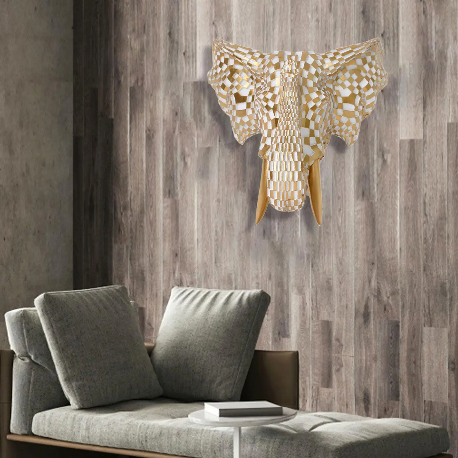 Elephant Head Wall Mount Decor Elephant Head Wall Decor Entryway Decorative Resin Artwork Decoration Sculpture for Hotel