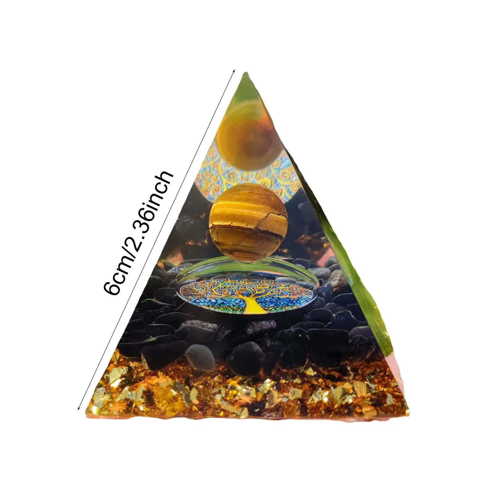 Orgone Pyramid Ornament Stylish for Yoga Meditation Resin Crafts 6cm Home Decor for Birthday Festival Christmas Mother's Day