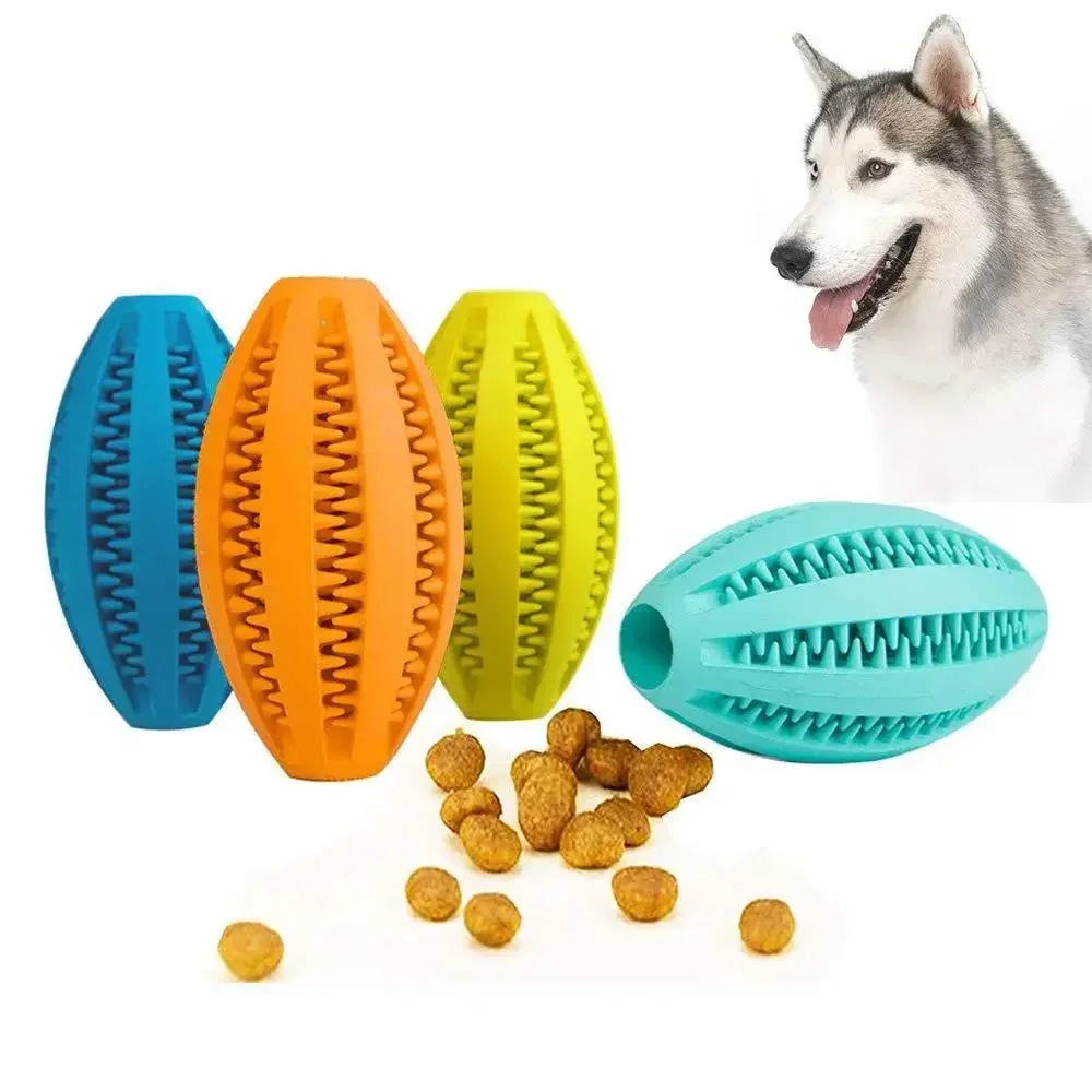 Juguetes para masticar para perros, Bola de aperitivos para limpieza de dientes, pelota de juguete para perros, goma Natural, suministros interactivos hinchables súper resistentes para mascotas - imagen 2