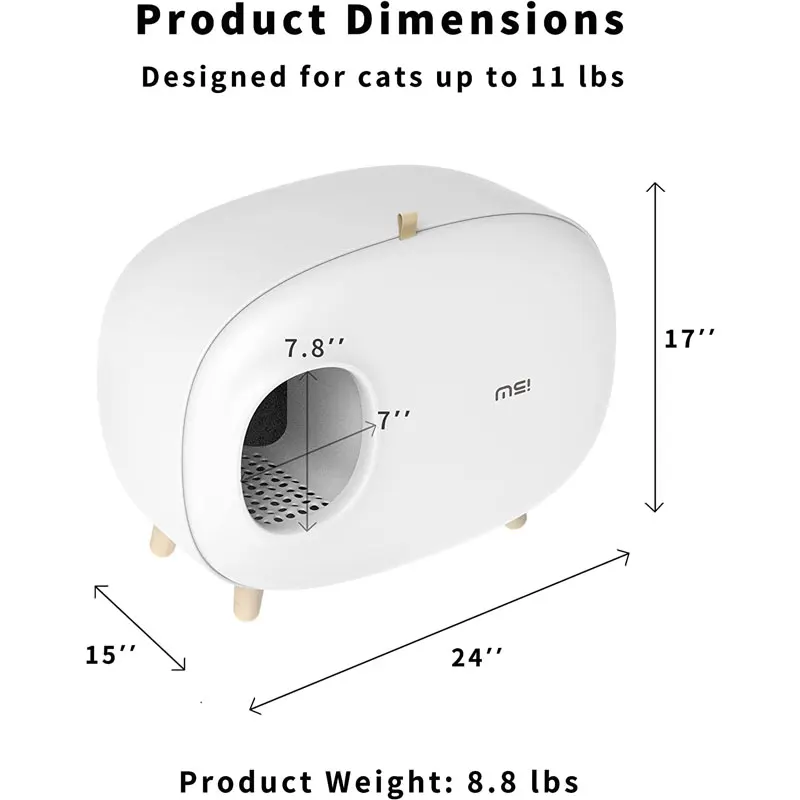 Caja de arena para gatos, caja de arena de gran espacio completamente cerrada con tapa, previene fugas de arena, aislar olores, diseño para gatos de menos de 11 libras - imagen 3