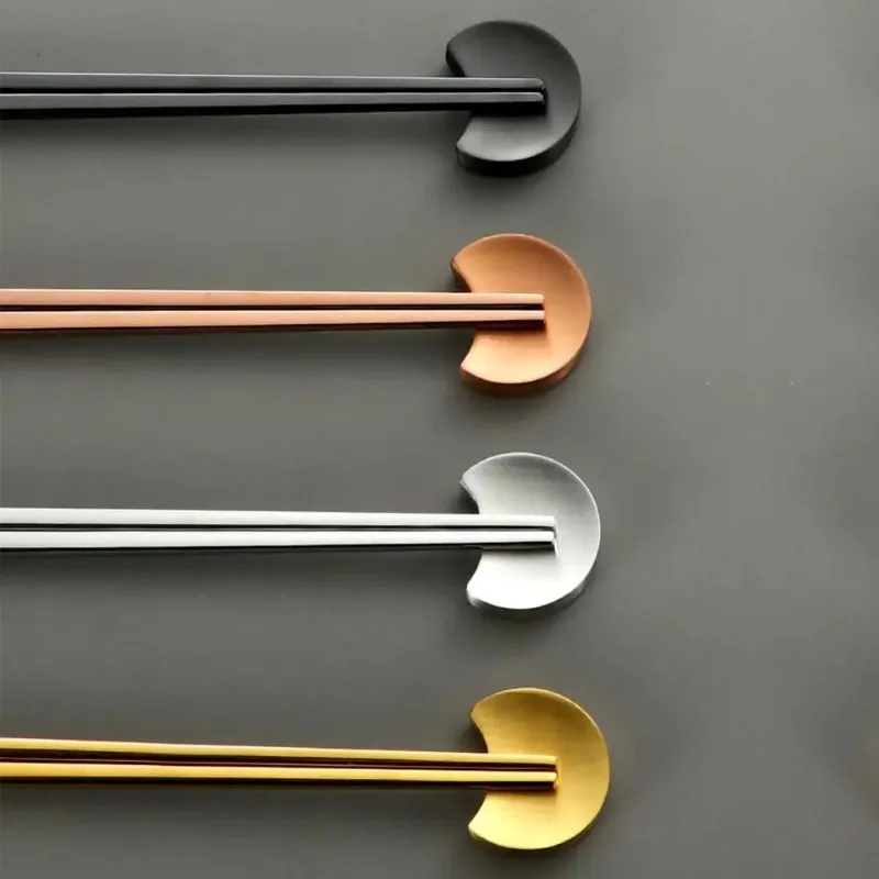 Soporte creativo para palillos, soporte para palillos con forma de luna de acero inoxidable, estante para vajilla de escritorio para decoración del hogar - imagen 4