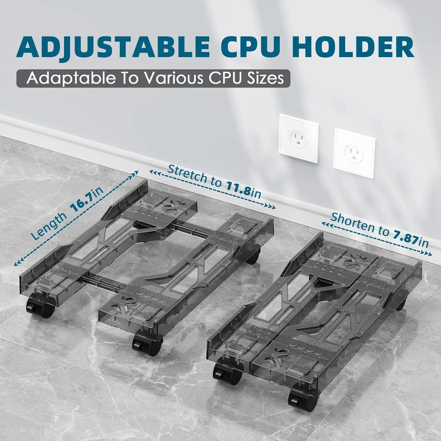 Soporte universal para caja de computadora Soporte de torre de PC transparente colorido con ruedas de freno - Disipación de calor de ventilación - imagen 3