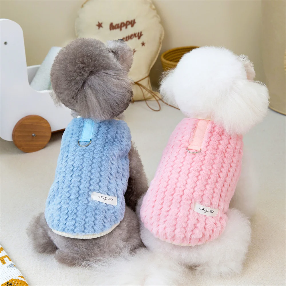 Chaqueta con hebilla para perro y gato, abrigo cálido de lana para mascotas, ropa para perros pequeños, Shitzu, Chihuahua, Otoño e Invierno - imagen 5