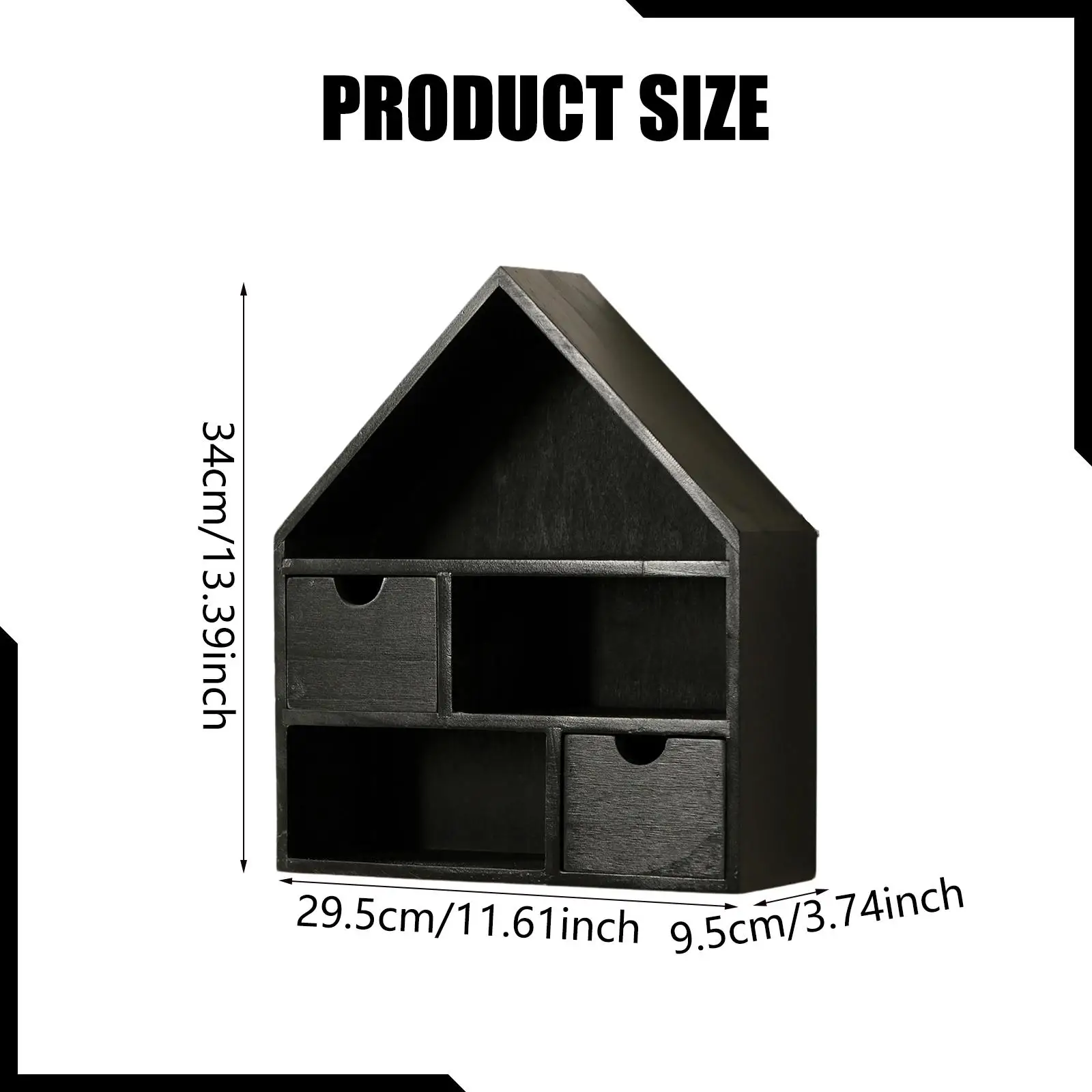 Gabinete de curiosidades montado en la pared, caja de madera colgante, caja de cubículo de sombra de madera en forma de casa para recuerdo