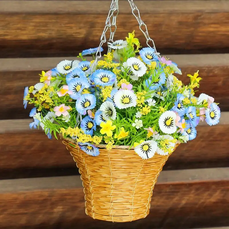 Flor Artificial colgante, cesta de pared de flores artificiales, flor colgante falsa para boda, decoración de fiesta en casa al aire libre - imagen 4