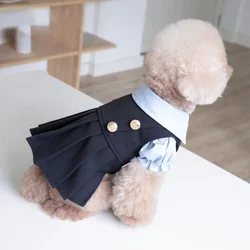 Falda uniforme escolar para perros camisa plisada gatos otoño e invierno