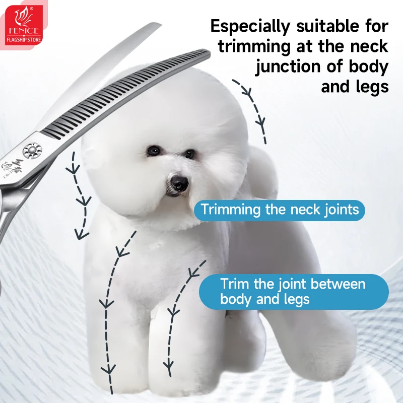 Fenice VG10 mano izquierda 7 pulgadas 3D dientes sin rastro tijeras curvas para el cuidado de perros tijeras de peluquería naturales para caninos 70% - imagen 3