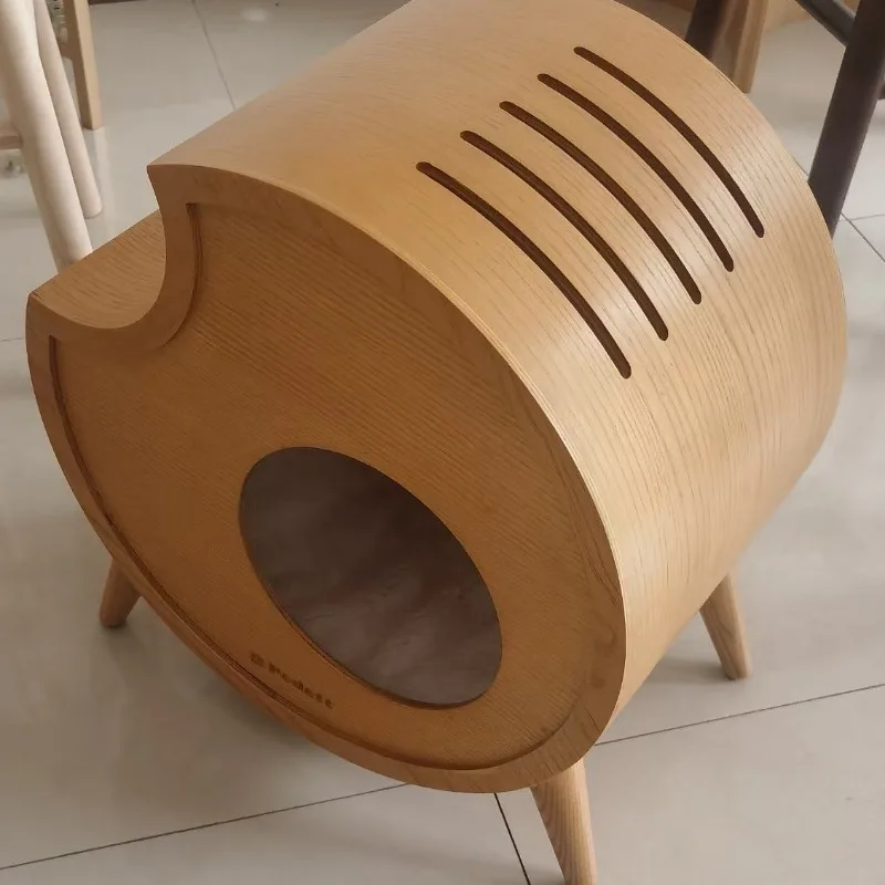 Casa para perros y gatos, refugio de invierno semicerrado, círculo de madera para interiores, cama para gatos transpirable, decoración del hogar, productos para mascotas, accesorios - imagen 2