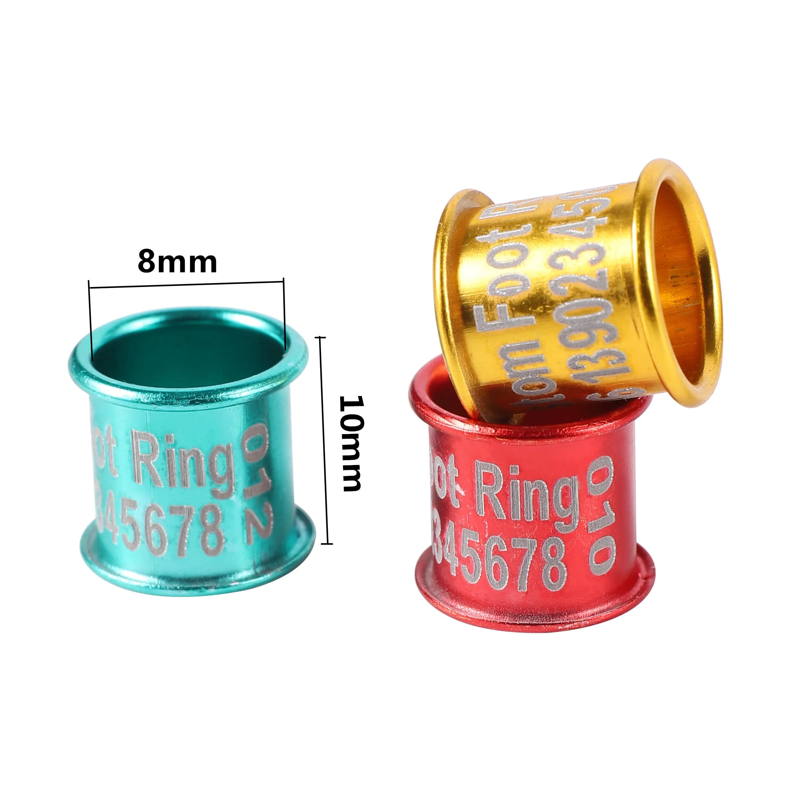 Anillo de pie de pájaro de 8mm de identificación de alta calidad, Anillo de pie de Paloma de loro personalizado, grabado láser DIY, nombre, número de teléfono, logotipo, 20 piezas - imagen 2