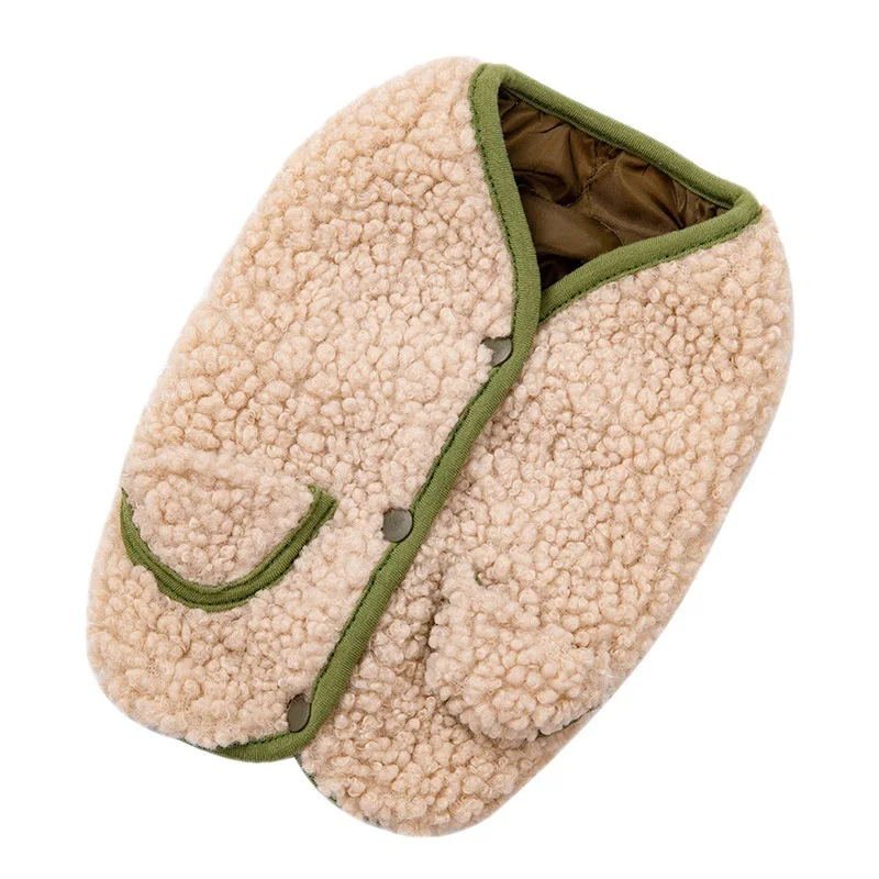 Abrigo de lana de cordero de otoño para mascotas, bonito chaleco con bolsillo, chaleco cálido para perros, abrigo de lana de cordero, chaqueta para mascotas, ropa para cachorros, ropa de Navidad - imagen 5