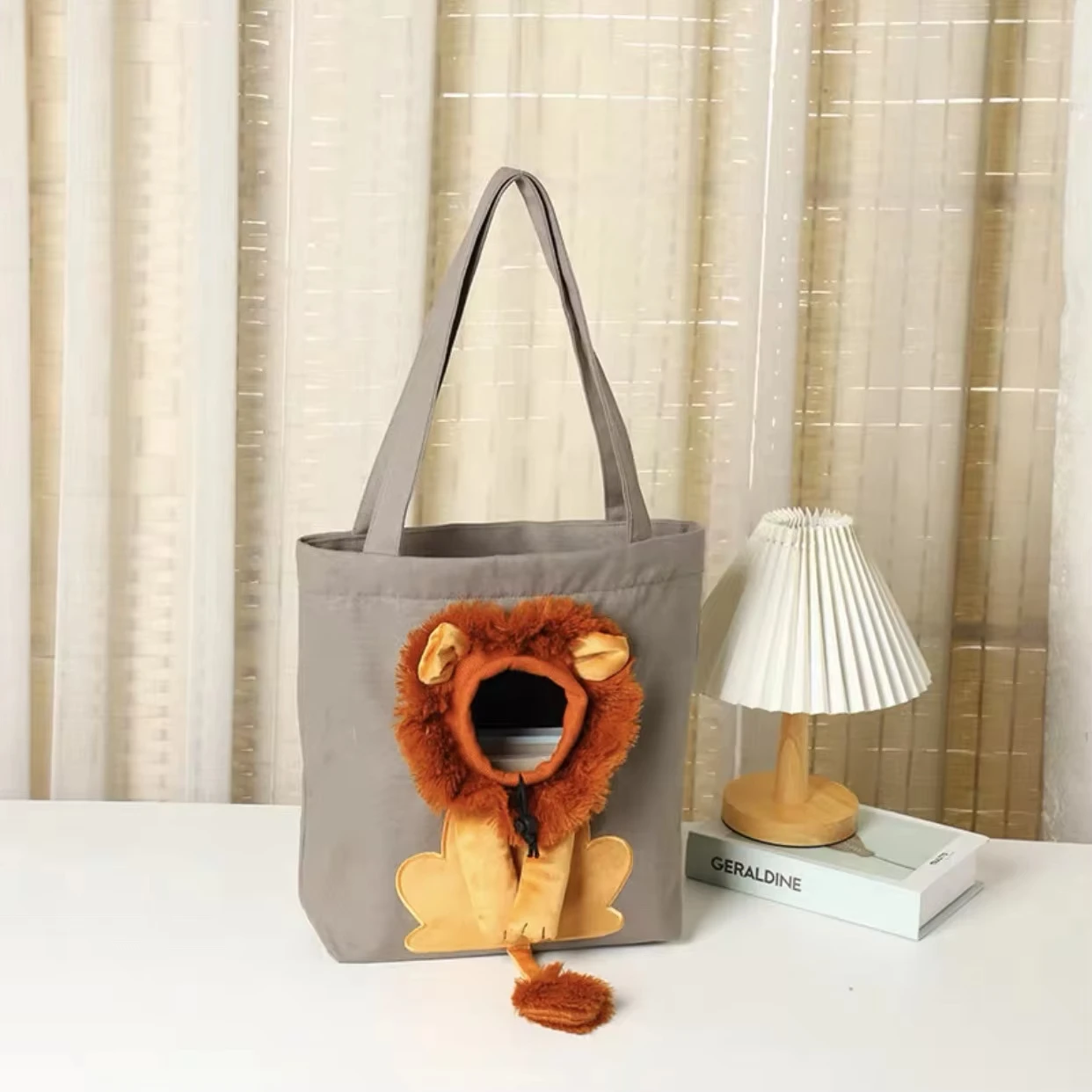 Transportadores suaves para mascotas, bolsa transpirable portátil con diseño de León, bolsas transportadoras para perros y gatos, bolso de viaje para mascotas con cremalleras de seguridad - imagen 4