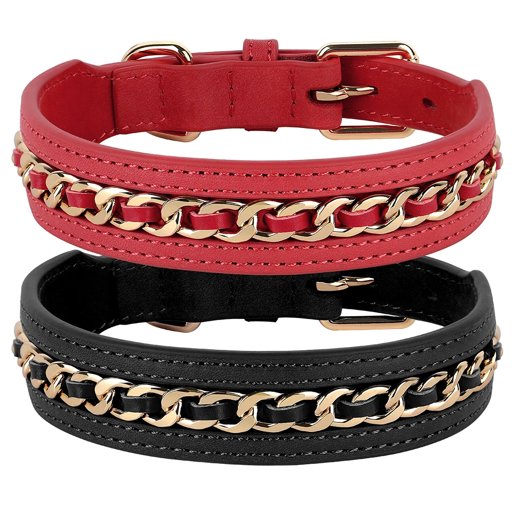 Collar cuero ajustable perros accesorio metal perros medianos grandes - vista principal