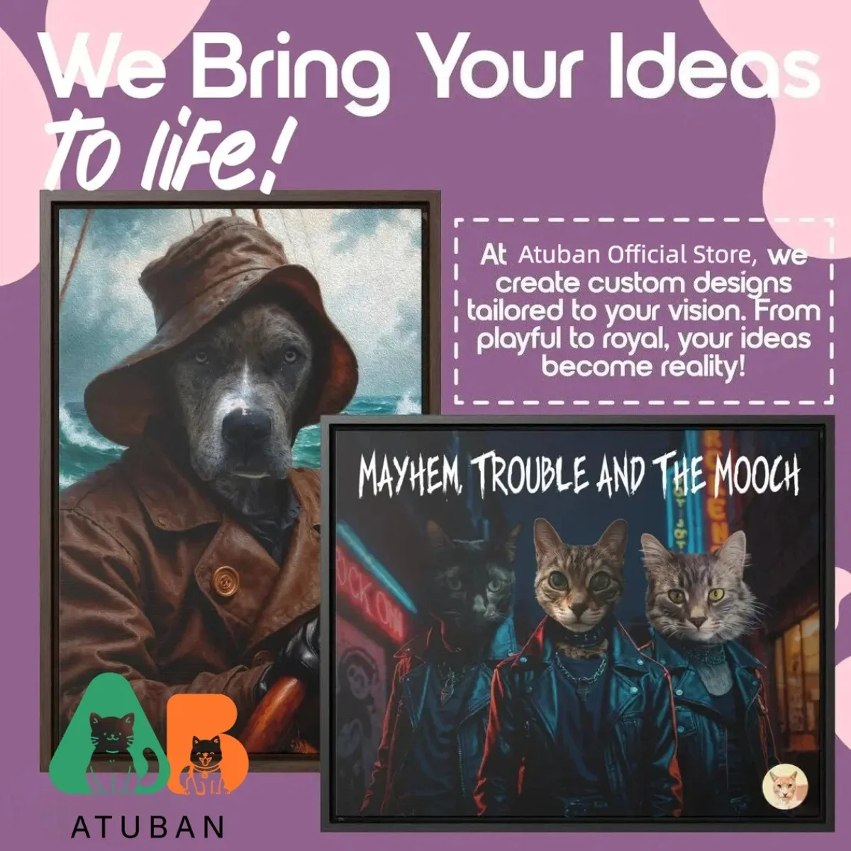ATUBAN Retrato de mascota real personalizado, pintura de gato renacentista, regalo para amantes de las mascotas, retratos de perros reales, regalo de retrato de mascota real para gato - imagen 5