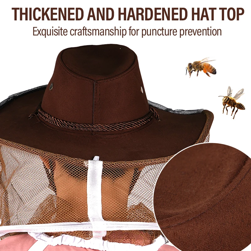 Sombrero de vaquero para apicultura, gorra protectora para apicultura, red para insectos voladores, sombrero de vaquero de diseño cómodo, herramientas de apicultura - imagen 5