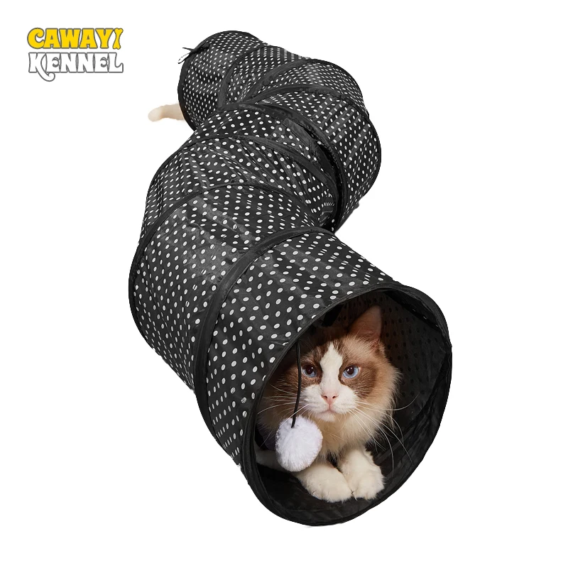 CAWAYI KENNEL-túnel para Gato, agujero plegable en forma de S, tubo para interiores y exteriores, túnel para gatitos, juguete para mascotas, juguete de entrenamiento para gatos que ahorra espacio - imagen 3
