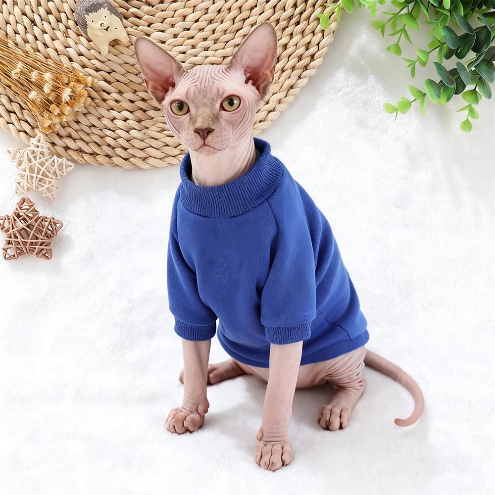 Sudadera de cuello redondo para perros y gatos con anillo de tracción, jerseys para mascotas de otoño e invierno para perros pequeños, sudadera sin capucha para cachorros sólidos - imagen 5