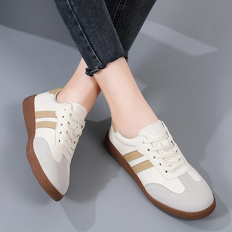Nuevas zapatillas de deporte de moda para mujer, zapatos planos informales de tendencia de primavera, zapatos de plataforma vulcanizados blancos cómodos para mujer - imagen 4