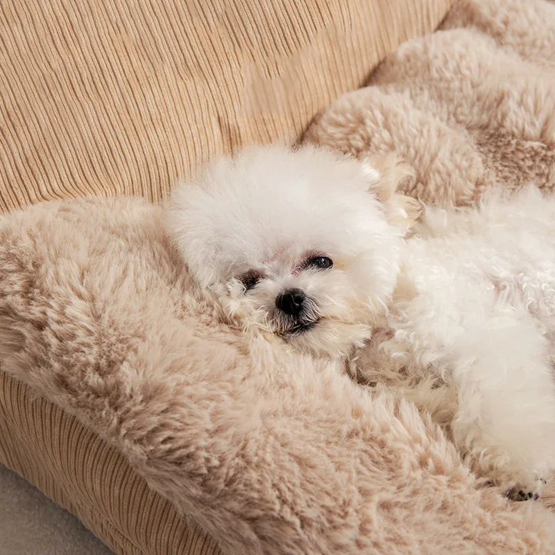 Cama cálida de invierno para perros, sofá de felpa suave para gatos, cama para dormir, estera lavable extraíble para gatos, suministros para perros pequeños y medianos - imagen 4