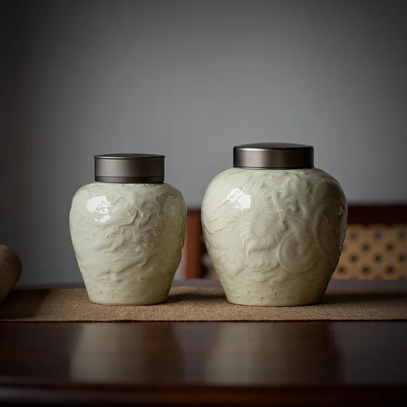 Urna para mascotas de cerámica tallada a mano, incinera el animal humano en memoria de su ser querido, exquisitas urnas para cenizas, accesorio de color azul - imagen 3