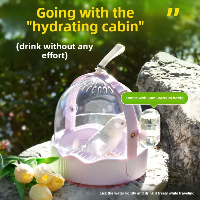 Jaula para loros, Estuche de transporte portátil de plástico transparente para pájaros, portador de transporte para viajes al aire libre, cerradura de puerta segura, accesorios para mascotas pequeñas - imagen 2