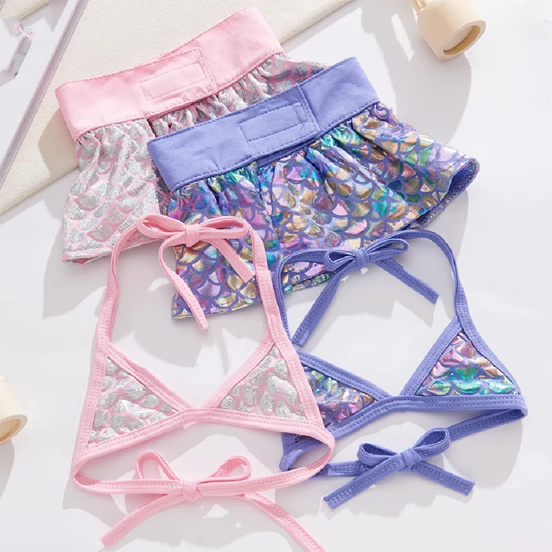 Bikini Sexy para perros y gatos, ropa de verano para mascotas, conjunto de Falda corta con sujetador para perros pequeños, ropa para mascotas al aire libre, pantalones de playa, traje de baño - imagen 3