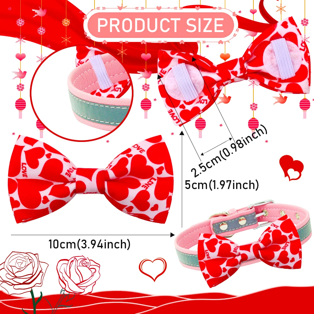 Lazo de UDS extraíble para perro, accesorios para el cuidado de mascotas, 50 perro y amor, para el Día de San Valentín - imagen 2