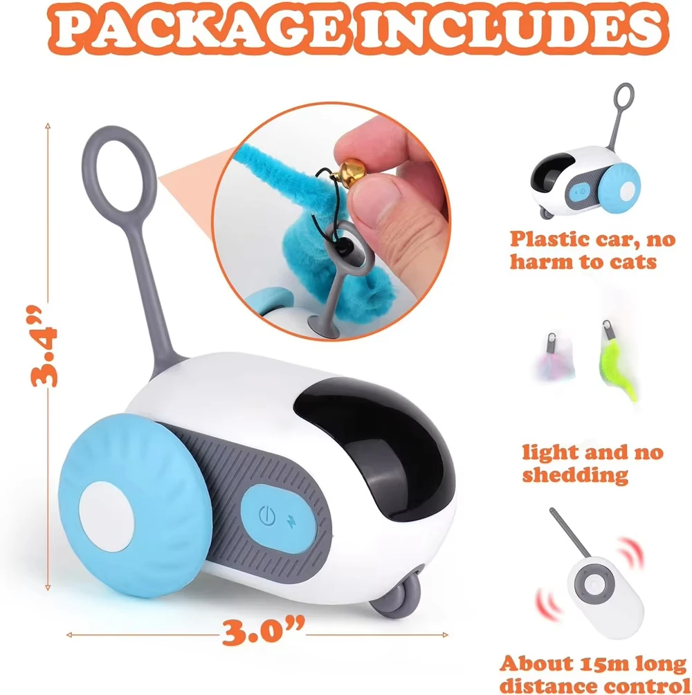Smart Cat Toy 2 Modes Automatic Moving Remote Controlled Toy Car for Cats Dogs Interactive Playing Kitten Training Pet Supplies - imagen 3