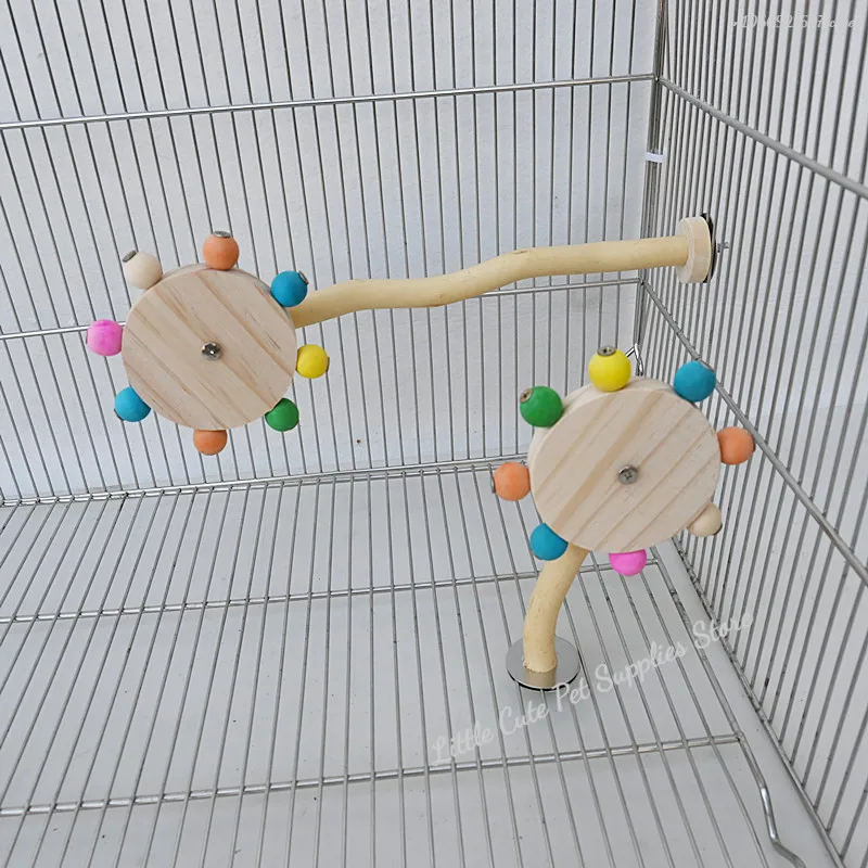 Divertido juguete de percha con bolas giratorias, soporte interactivo de madera para pájaros, juguete de forrajeo de loro colorido, molino de viento giratorio para molinos - imagen 5