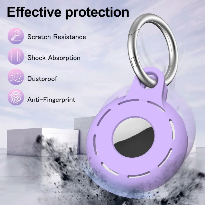 Paquete de 4 fundas de silicona para soporte AirTag, funda de silicona suave para llavero AirTag, accesorio fácil de colocar a llaves, collares para mascotas - imagen 5