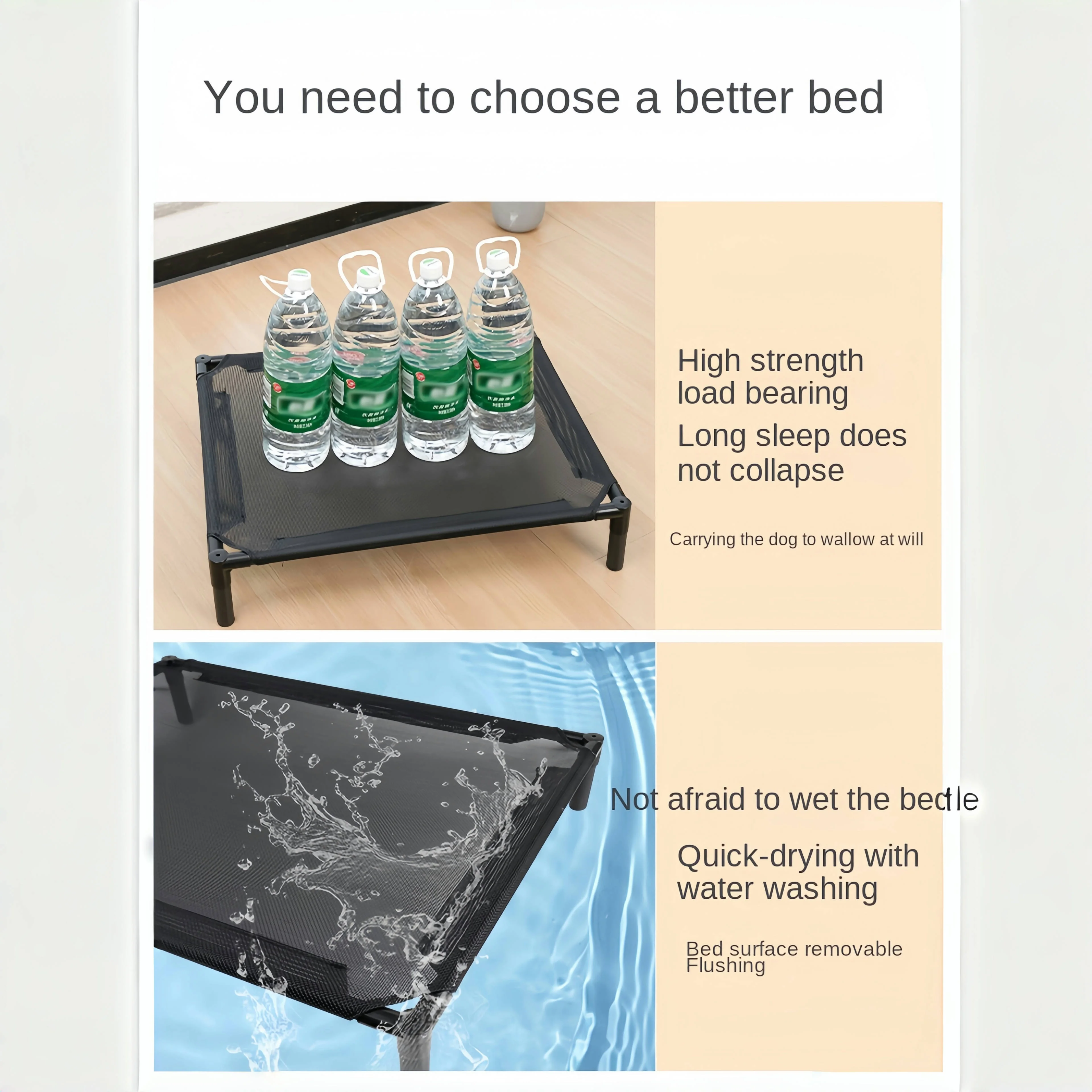 Cama plegable para perros y gatos, hamaca lavable y extraíble, portátil, ideal para acampar - imagen 5