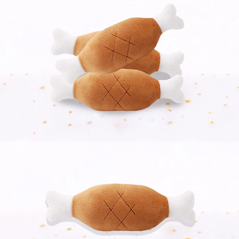Juguetes para mascotas con sonido resistente a mordeduras, juguetes con sonido de felpa para perros, juguetes de peluche con pata de pollo de doble hueso, suministros de entrenamiento interactivo para mascotas - imagen 5
