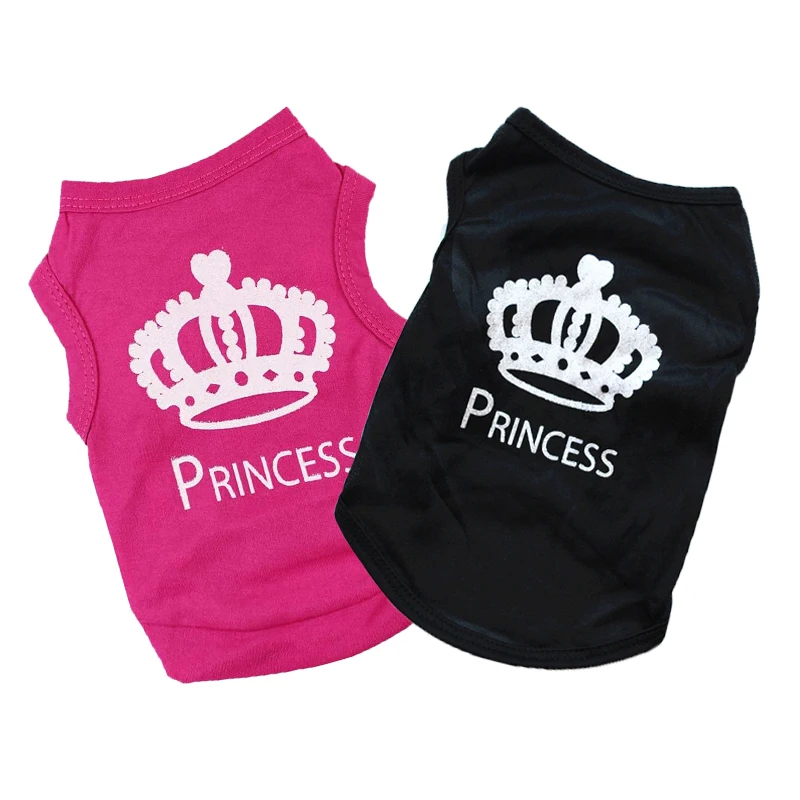 Chaleco de camisas para perros con corona de princesa, ropa de verano para perros pequeños, camiseta para cachorros y gatos, ropa para mascotas