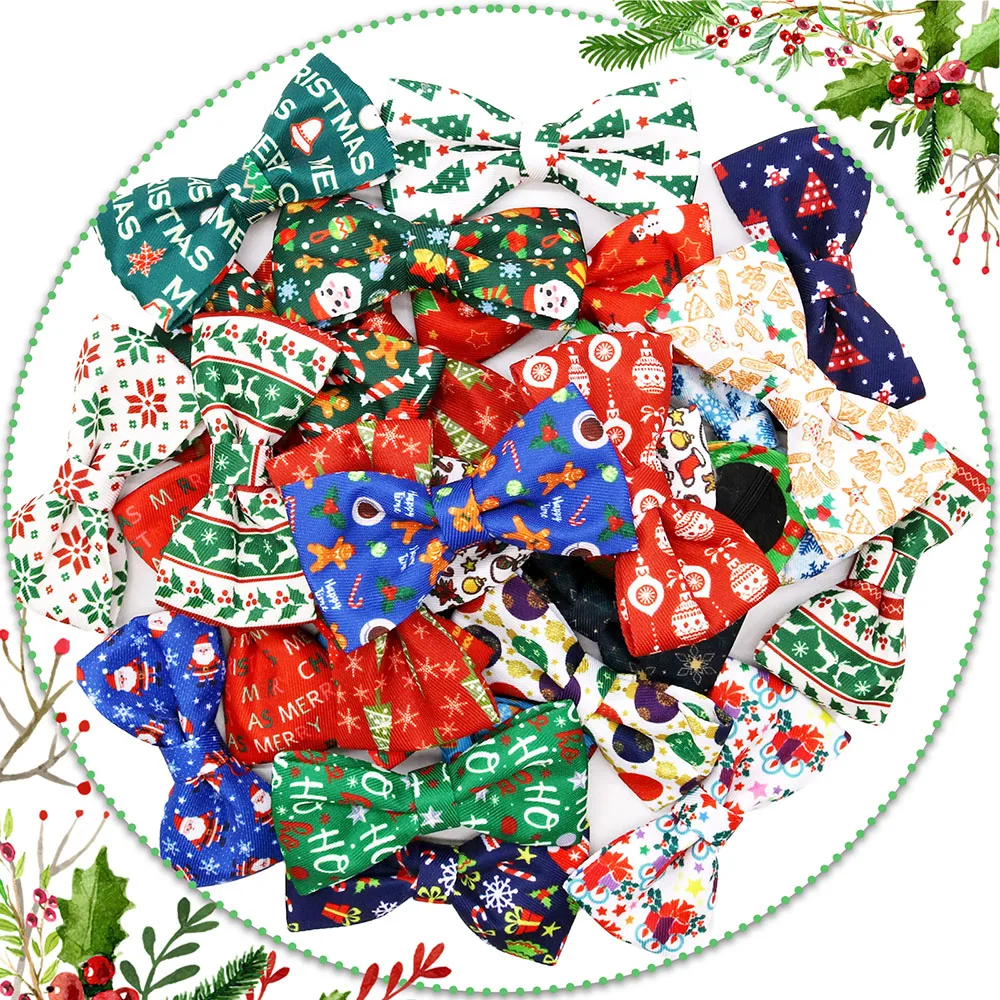 Lazos de Navidad de 50 piezas para perro, Collar de pajarita extraíble para mascota, accesorios de Navidad para mascotas, 2024 - imagen 4