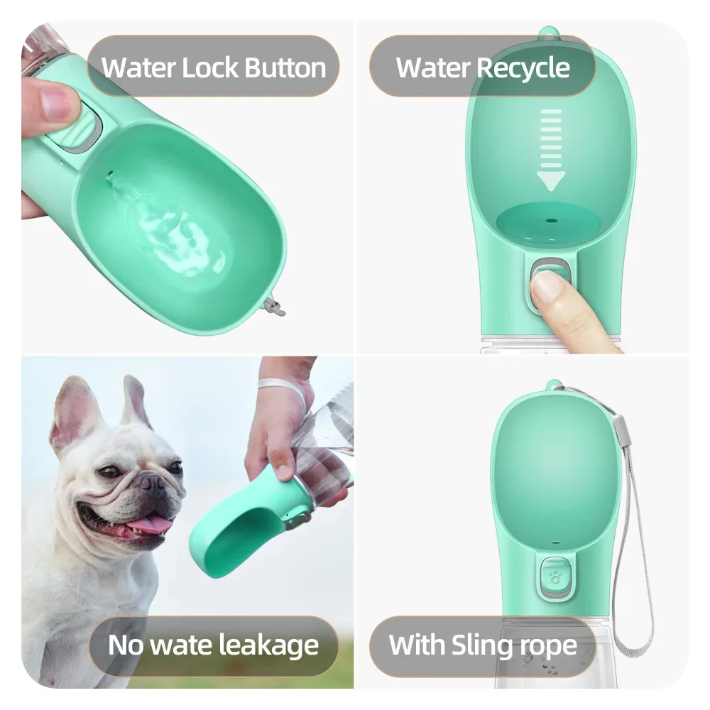 OUZEY-botella de agua portátil de viaje para perro, cuencos plegables para beber para caminar al aire libre para perros pequeños y grandes, tazón de agua para cachorros y gatos - imagen 4
