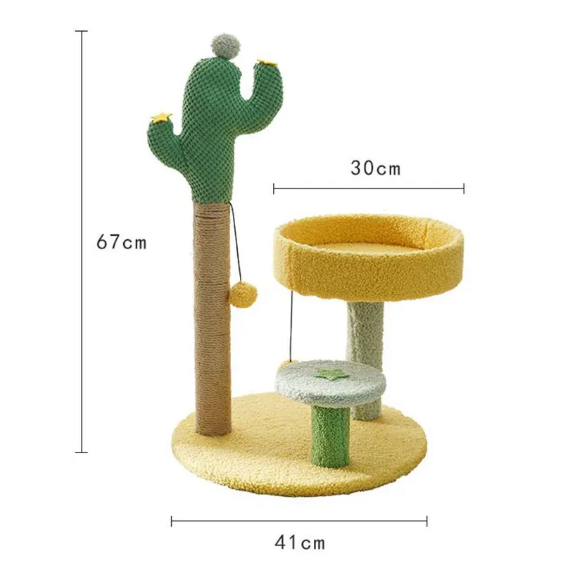 Torre de árbol para gatos y Cactus, poste rascador de Sisal Natural, marco de escalada para gatitos, juguete con plataforma de juego, percha para saltar, suministros para mascotas - imagen 4
