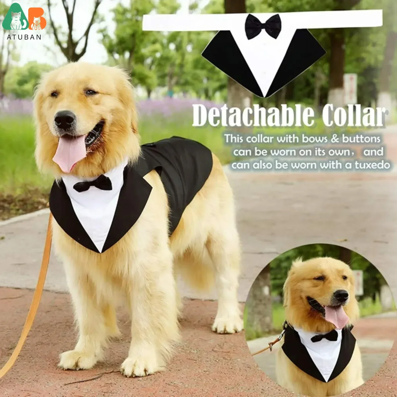Disfraz de perro esmoquin para perro grande con desmontable, disfraz de boda para perro adecuado para perros grandes y medianos, golden retrievers, labradors - imagen 5