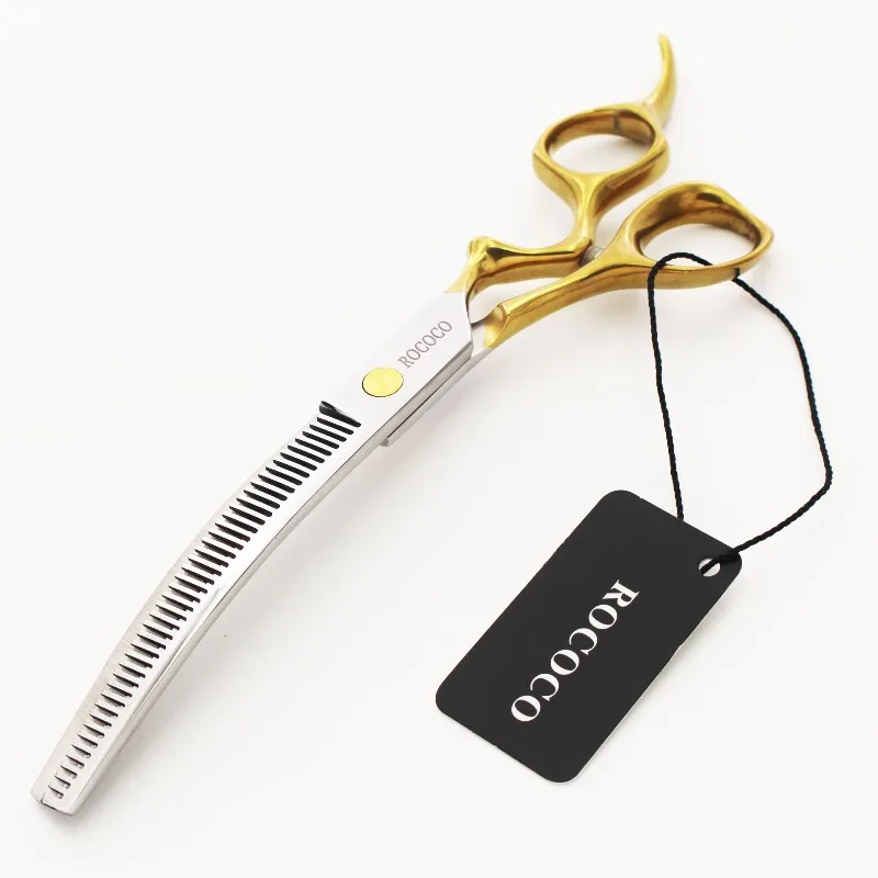 Juego de tijeras curvadas doradas para mascotas, herramientas especiales de Metal para el cuidado de perros, suministros de limpieza para mascotas, productos de peinado de belleza, accesorios - imagen 3