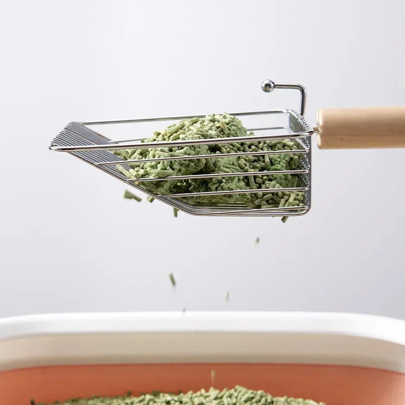 Nueva pala para gatos, pala grande de metal de acero inoxidable con orificio fino, suministros para mascotas, pala de arena para basura para gatos, herramienta de limpieza para mascotas - imagen 3