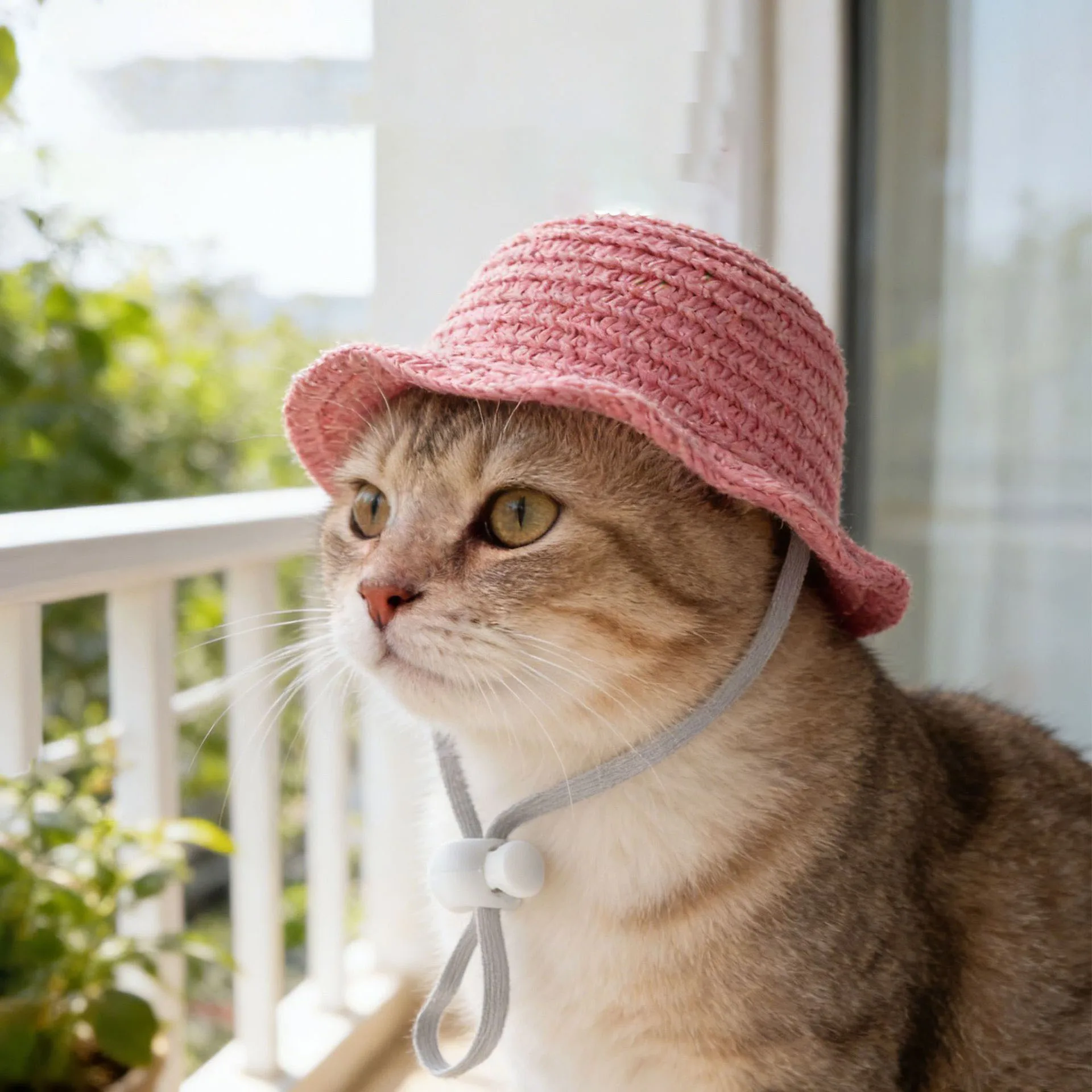 Sombrero de paja con protección solar para gatos y perros – Gorra de verano - imagen 2