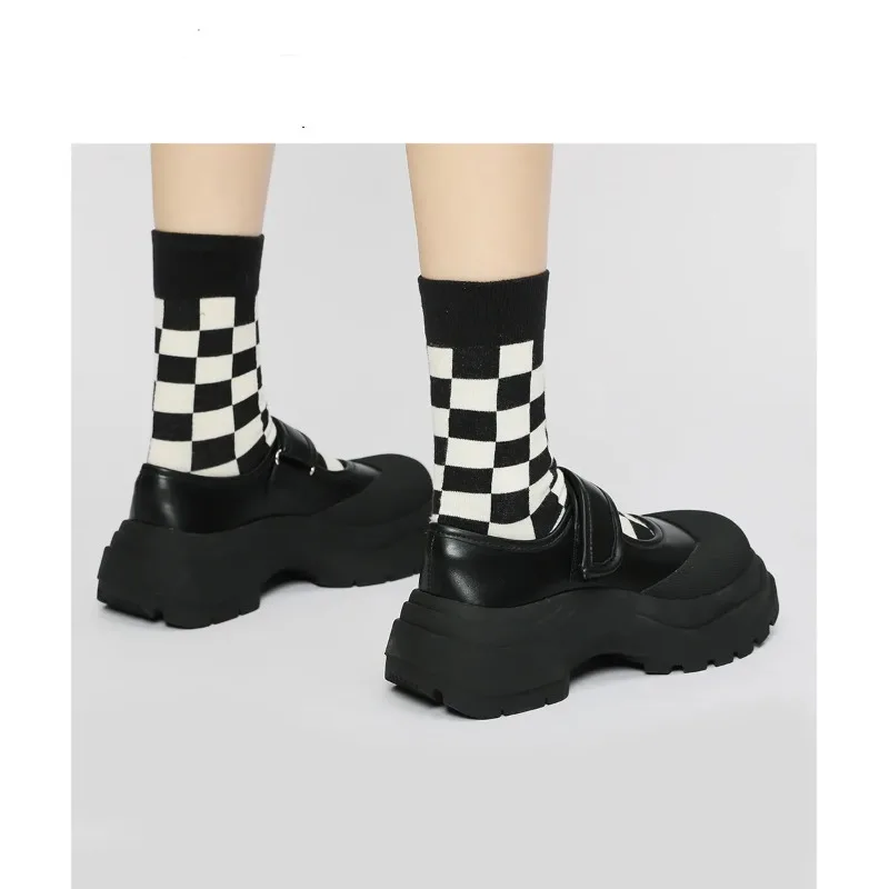 Nuevos zapatos de Ballet deportivos Mary Jane con tacón Thi para mujer, zapatos informales con punta redonda y tacón medio, suela de goma de Color puro - imagen 4