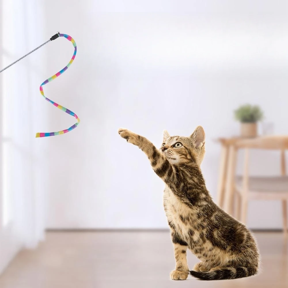 Juguete interactivo para gato, campana de serpiente, Varita Teaser, juguete divertido, oruga colorida, Varita Teaser, suministros para mascotas, accesorio para gatos - imagen 2