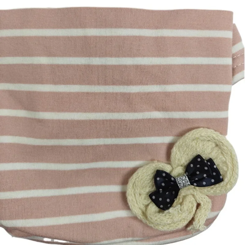 Camisa básica de cuello alto para otoño e invierno, Sudadera corta a rayas con lazo tejido, ropa para mascotas de dos patas, ropa para perros pequeños - imagen 2