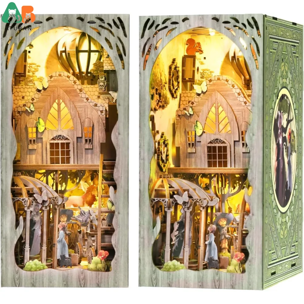Kit de libros en miniatura 3D, juguete de rompecabezas de casa de muñecas de madera, construcción de Mini casa de muñecas, sujetalibros, decoración de estante para niños y niñas