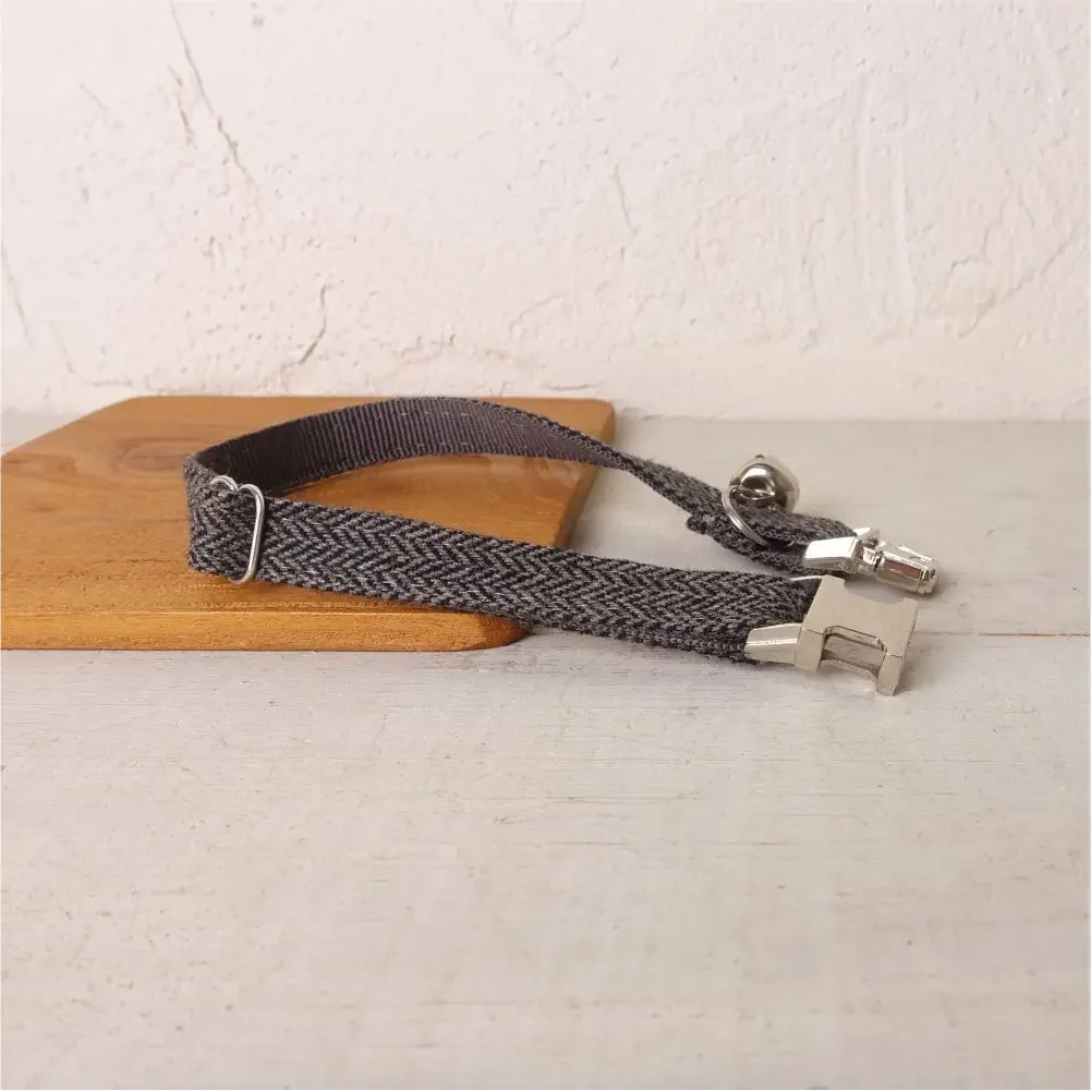 Collar de gato personalizado con grabado gratuito, correa para mascotas a juego, hebilla de Metal de contactos personalizados, Collar para mascotas de traje grueso gris - imagen 2
