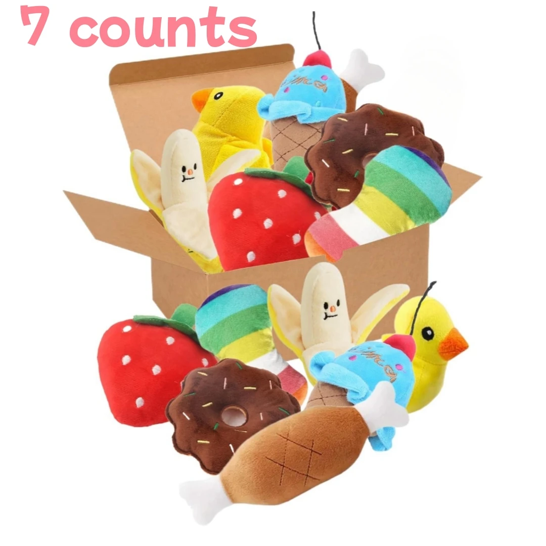 Set juguetes de peluche sonoro para cachorros – frutas y verduras - imagen 5