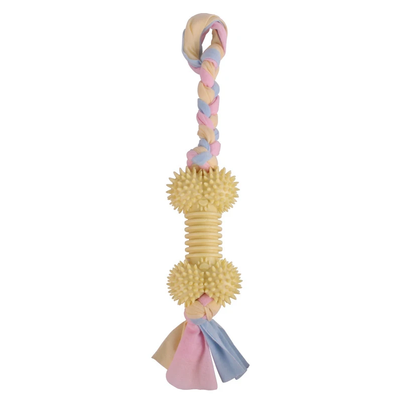 Juguete de cuerda con nudo de algodón para mascotas, palo Molar para perros, tipo hueso, resistente a las mordeduras, entrenamiento interactivo de TPR, Limpieza de dientes, Bola de Espina, Juguetes - imagen 2