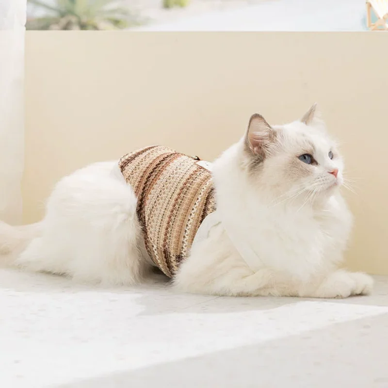 Chaleco a rayas de malla para perro y gato con anilla D – Ropa verano - imagen 5