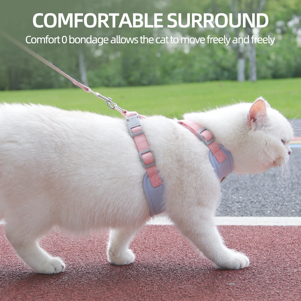 Suministros para caminar al aire libre para cachorros y gatos, conjunto de arnés y correa para mascotas a la moda para perros pequeños, gatos, arneses duraderos y transpirables para gatitos - imagen 4