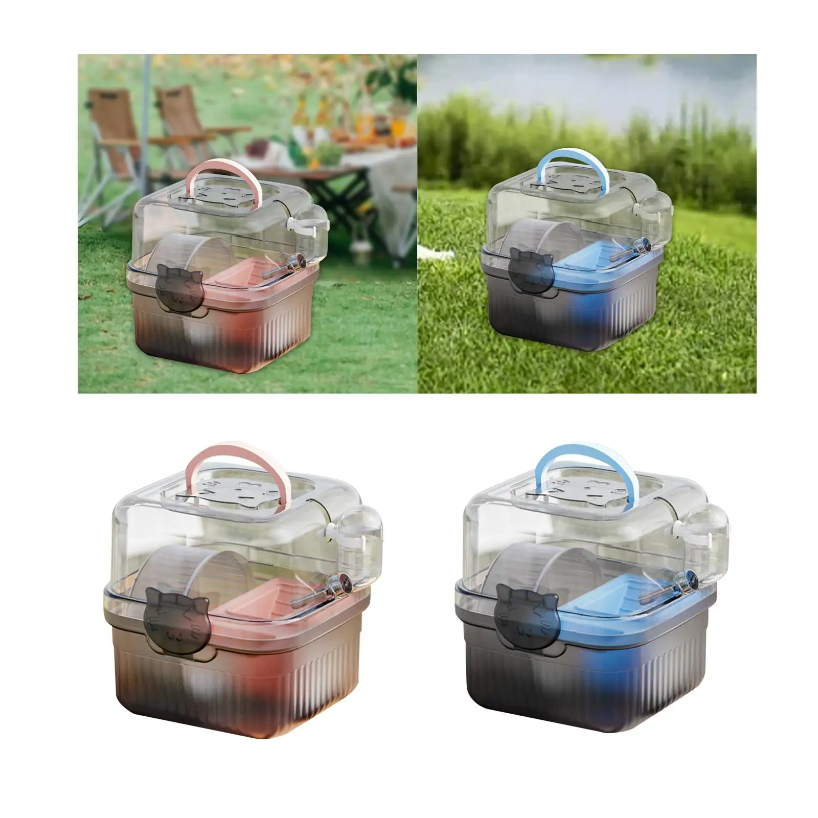 Hamster Cage Lightweight Villa Base with Water Bottle Hamster Carry Case for Outdoor Sports Holiday Vacation Traveling Hedgehog